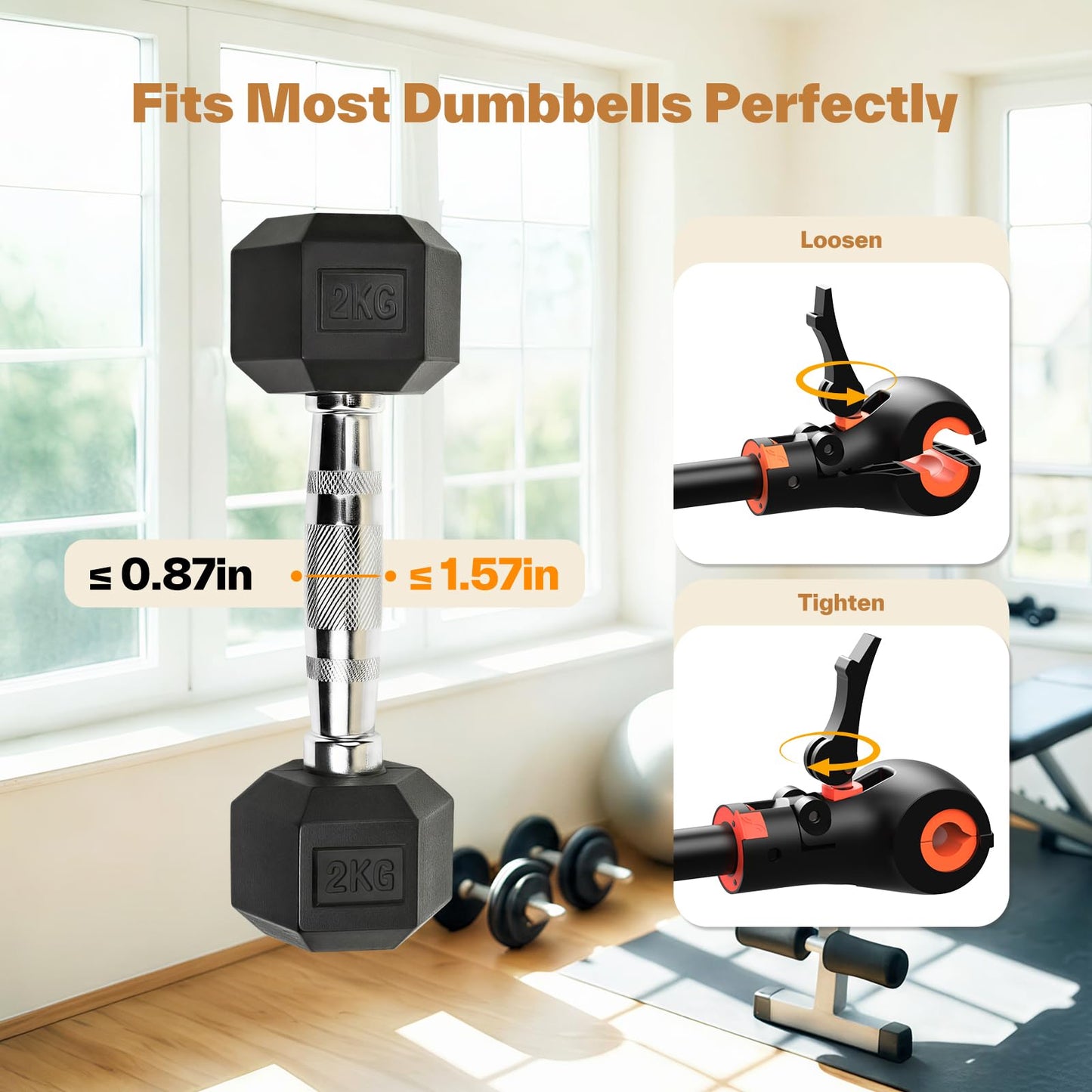 Sportneer Dumbbell to Barbell Converter Bar — Heavy-Duty, Adjustable Fit, Tool-Free Setup, Up to 200 lb Capacity, barbell converter Bar for Squats, Bench Press, Deadlifts, Home Gym