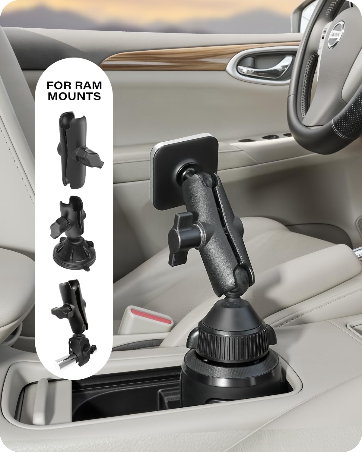 APPS2Car 1" 17-12 Heavy Duty Magnetic Phone Holder Base with Ball for MagSafe iPhone Series, Compatible with RAM mounts