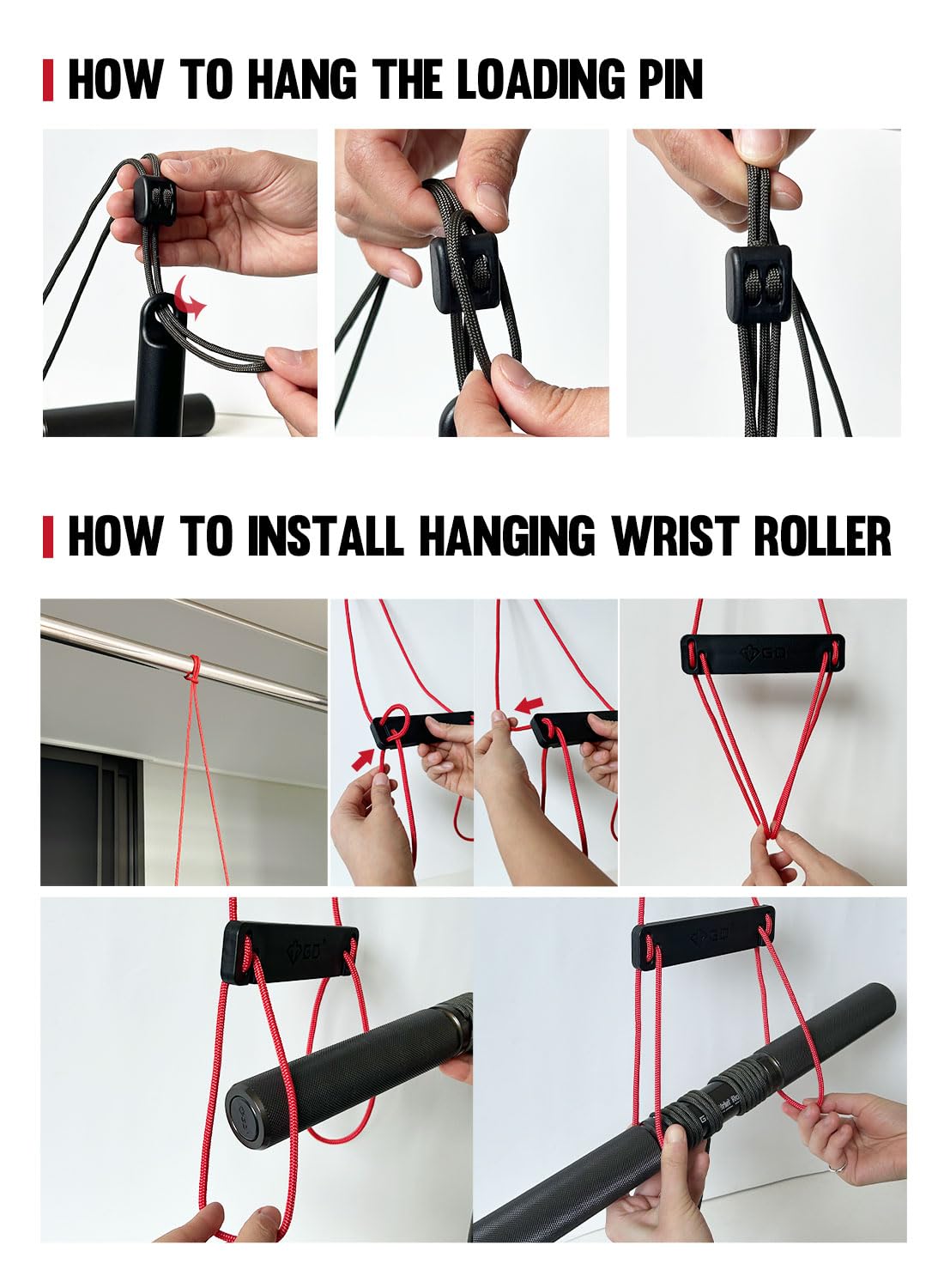 GD Hanging Wrist Roller Forearm Blaster- Forearm Strengthener Exercise Equipment Wrist Trainer for Muscle building and Injury prevention Hand Grip Strength (Hanging Wrist Roller Premium(Rope : Black))