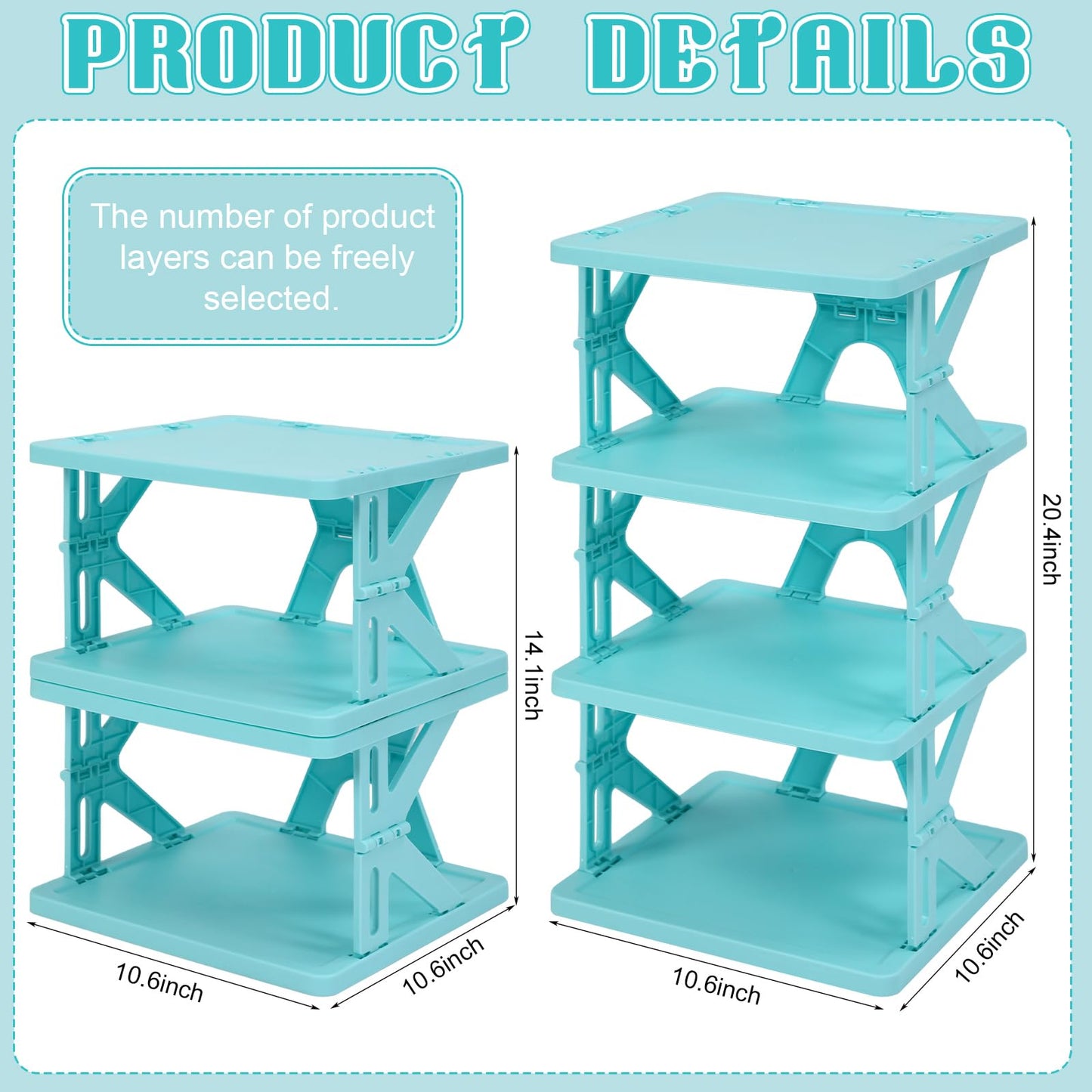Lineshading 4 Tier Foldable Locker Organizer Shelf Foldable Storage Shelves Locker for School, Office, Gym Lockers, Dorm Room, Multi-Layer Shoe Gear Tower, Heavy-Duty No-Tool Portable Shelf (Blue)
