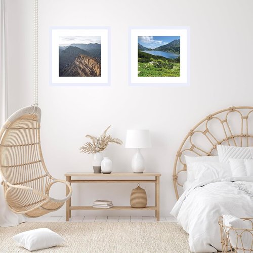 JCJMY 20x20 Picture Frame - White Wall Hanging Frame with 16x16 Mat & Shatter Resistant Plexiglass