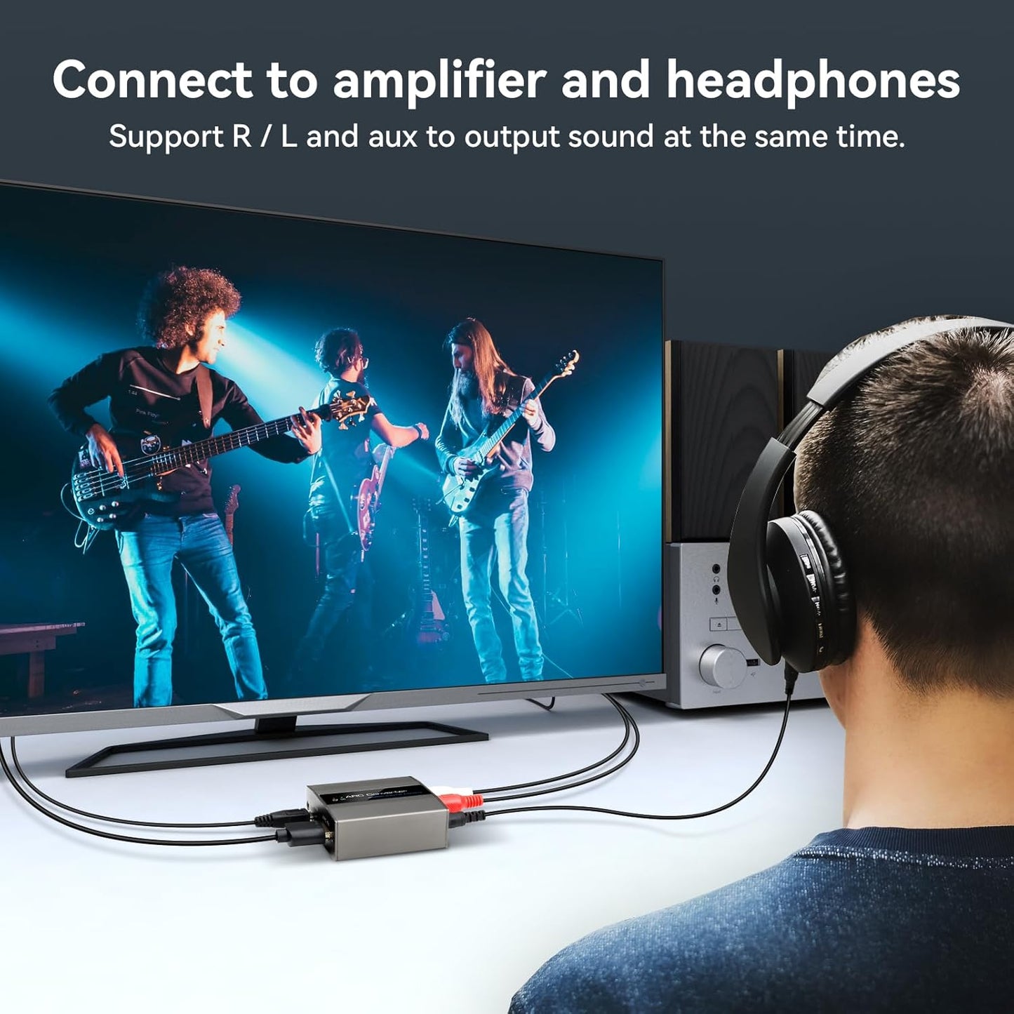 4K60Hz 3.5mm HDMI ARC Adapter HDMI ARC Audio Extractor with and L R Stereo Audio for HDTV Soundbar Speaker Amplifier