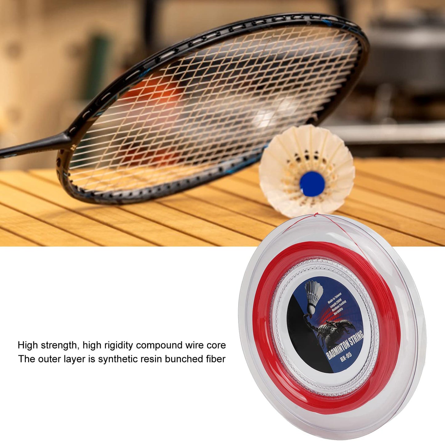 Keenso Badminton Racquet String, 200m Resin Fibre for Training, Competition, Home, and Professional Use