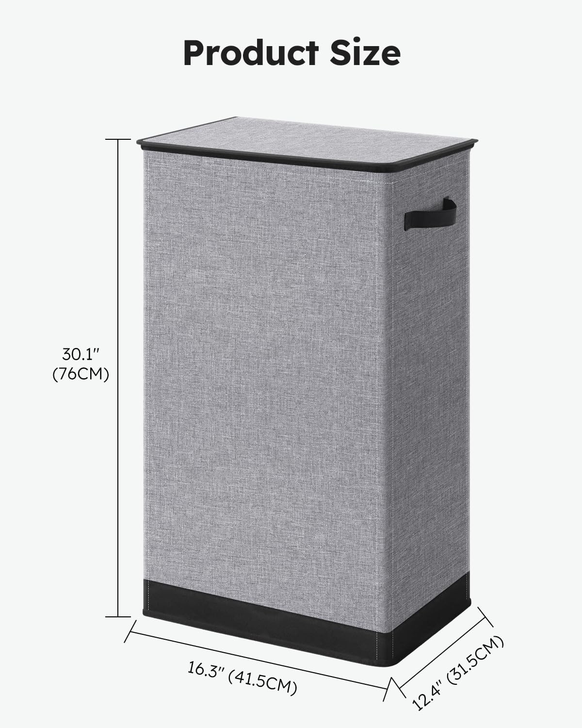 SOLEDI Laundry Hamper - 100L Collapsible Clothes Basket with Lid & Removable Bag | Grey