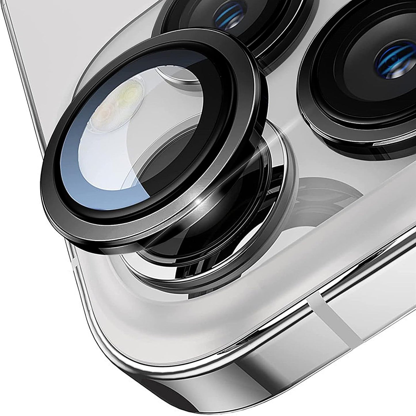 13 13 9H TENOC Camera Lens Protector for iPhone Pro & iPhone Pro Max, Tempered Glass Camera Screen Cover, Black Metal