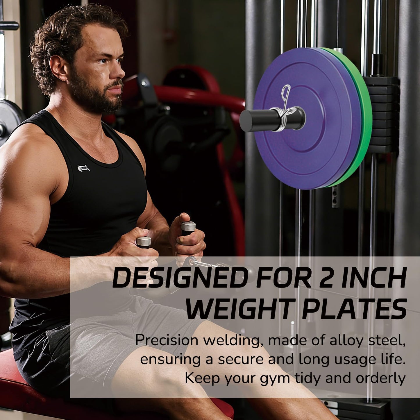 CAELUM Weight Stack Pin Extender with Spring Clip, Gym Weight Stack Pin for Cable Machine, LAT Pulldown, Functional Trainer & Home Gym, Add Resistance with 2 Inch Plates, 120LB Capacity