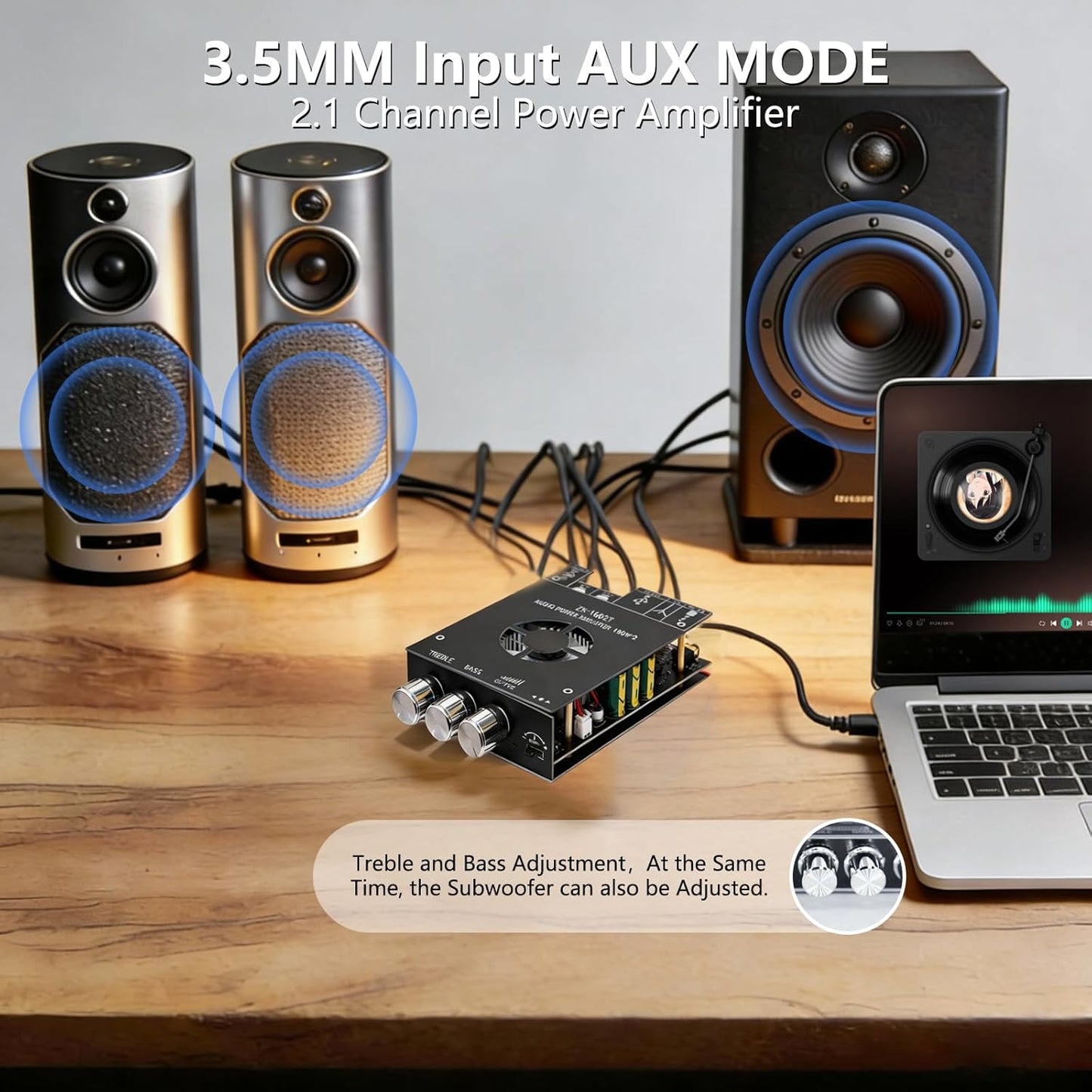 Generic 5.0 Board,160 2W 2.1 15-36 Bluetooth Audio Stereo Amplifier * HiFi Channel Mini Amp Module with Treble & Bass