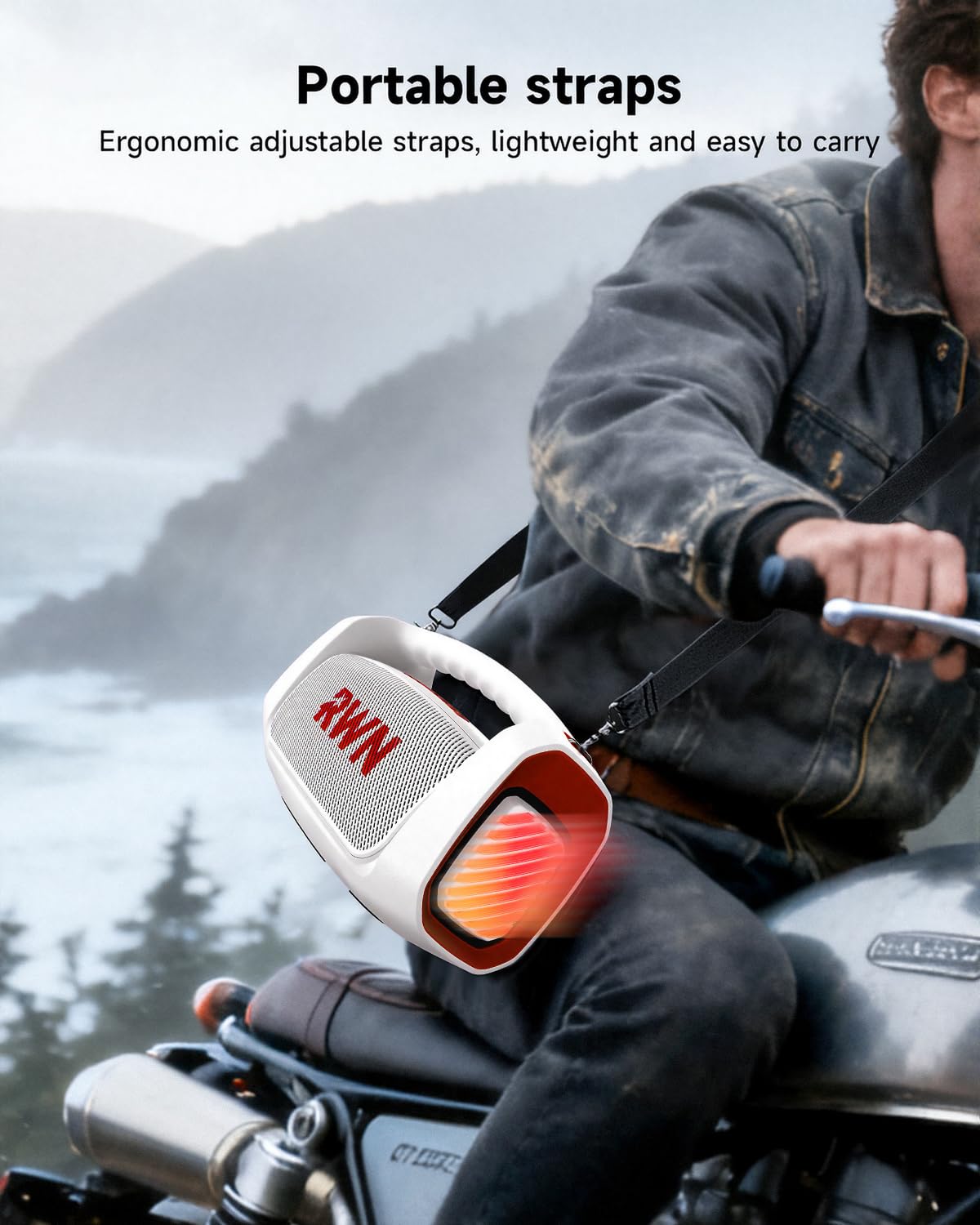 RWN Outdoor Bluetooth Speaker: 160W Loud Sound, IP67 Waterproof with 24H Playtime, Fast Charge, Bass, TWS, Portable Wireless Speakers with Light Show for House, Party, Projector, Beach (RED+White)