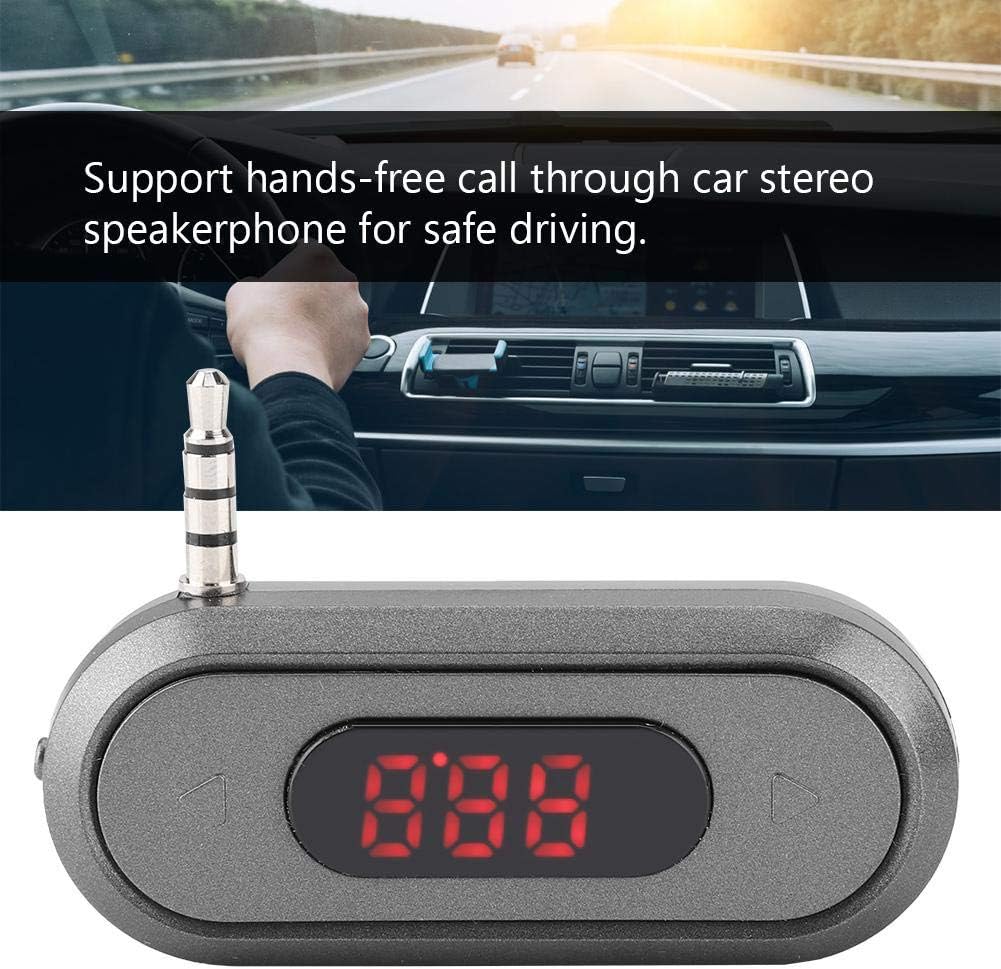 ASHATA 3.5MM Phone/Pad/MP3/MP4/MP5/Tablet 300mAh Audio Head Mobile FM Transmitter Built in Battery Car Radio