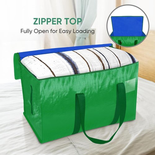 BALEINE Heavy-Duty Oversized Moving Bags - 2-Pack with Reinforced Handles | Light Green Storage Totes