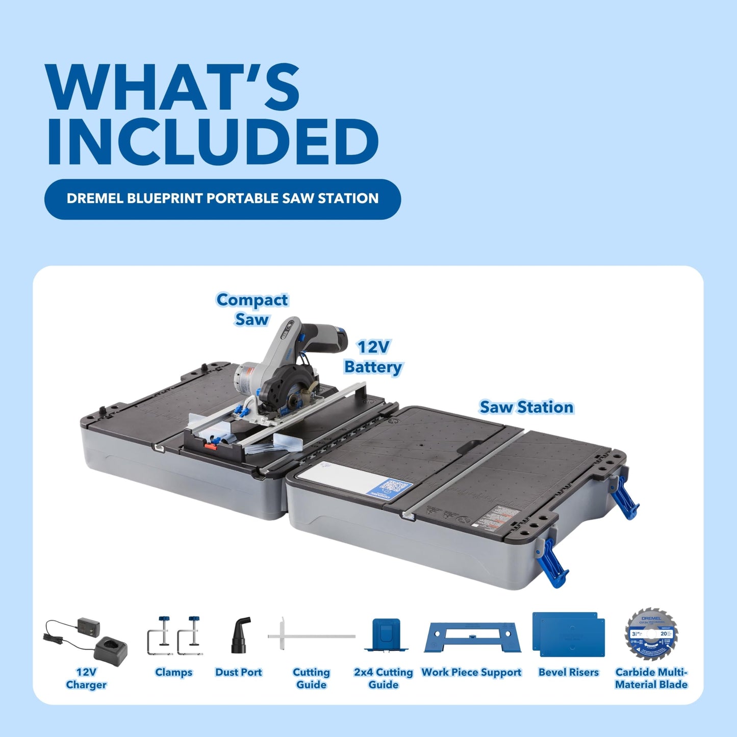 Dremel Blueprint Portable Saw Station with 12V Brushless Compact Circular Saw and Multi-Purpose Cutting Case (CS12V-S1C)