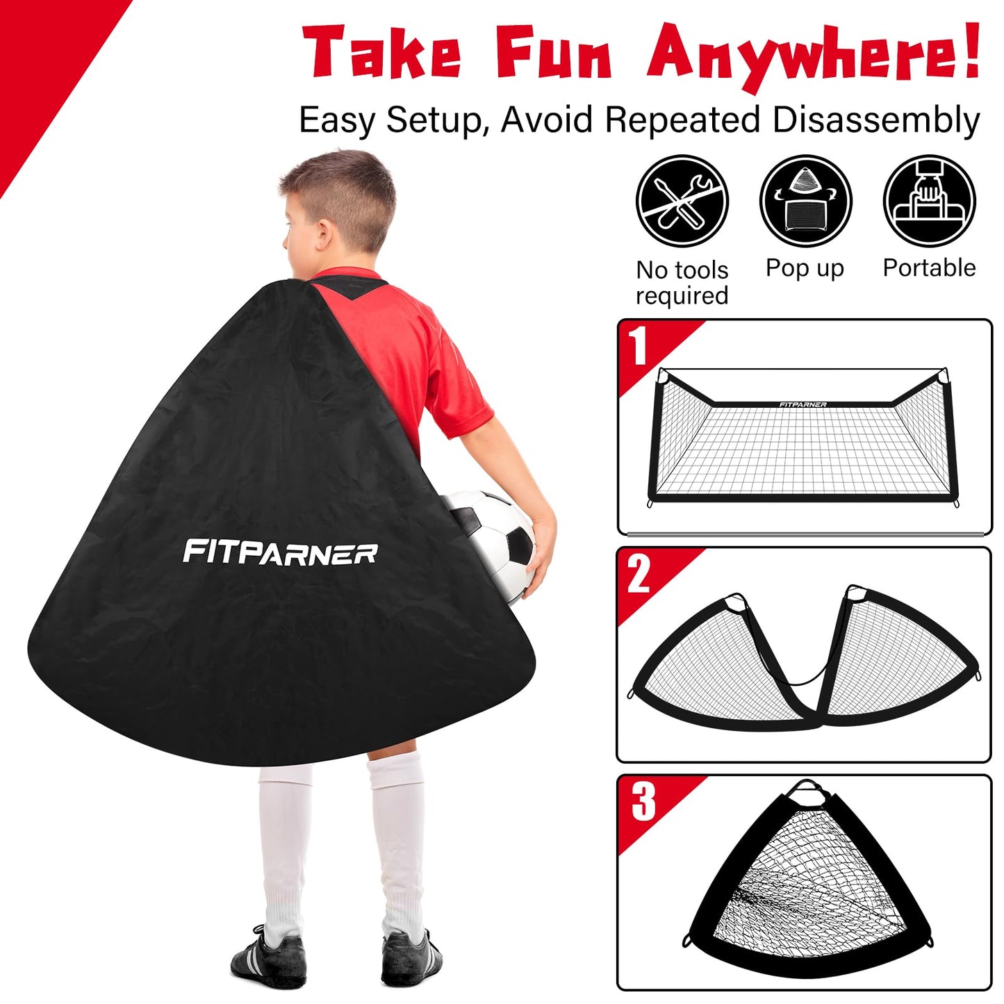 Kids Soccer Goals, 2 Pack 4x3 ft Soccer Nets for Kids Age 3-5 6-8 8-12 10-12-14, Backyard Training Equipment Set with Target, Ball, Cones for Goal Practice,Outdoor Game, Ideal Gift
