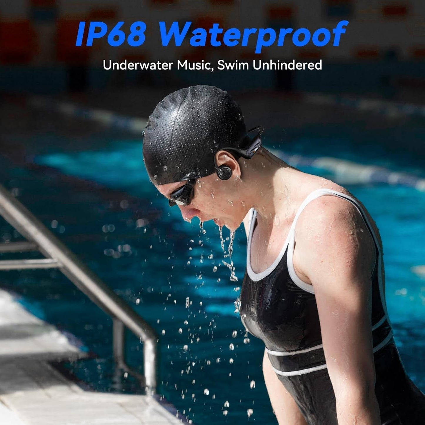 5.3 32GB MP3 IP68 8H Headset Swimming, Voistek Bone Conduction Headphones, Bluetooth with Player, Waterproof Vibrating
