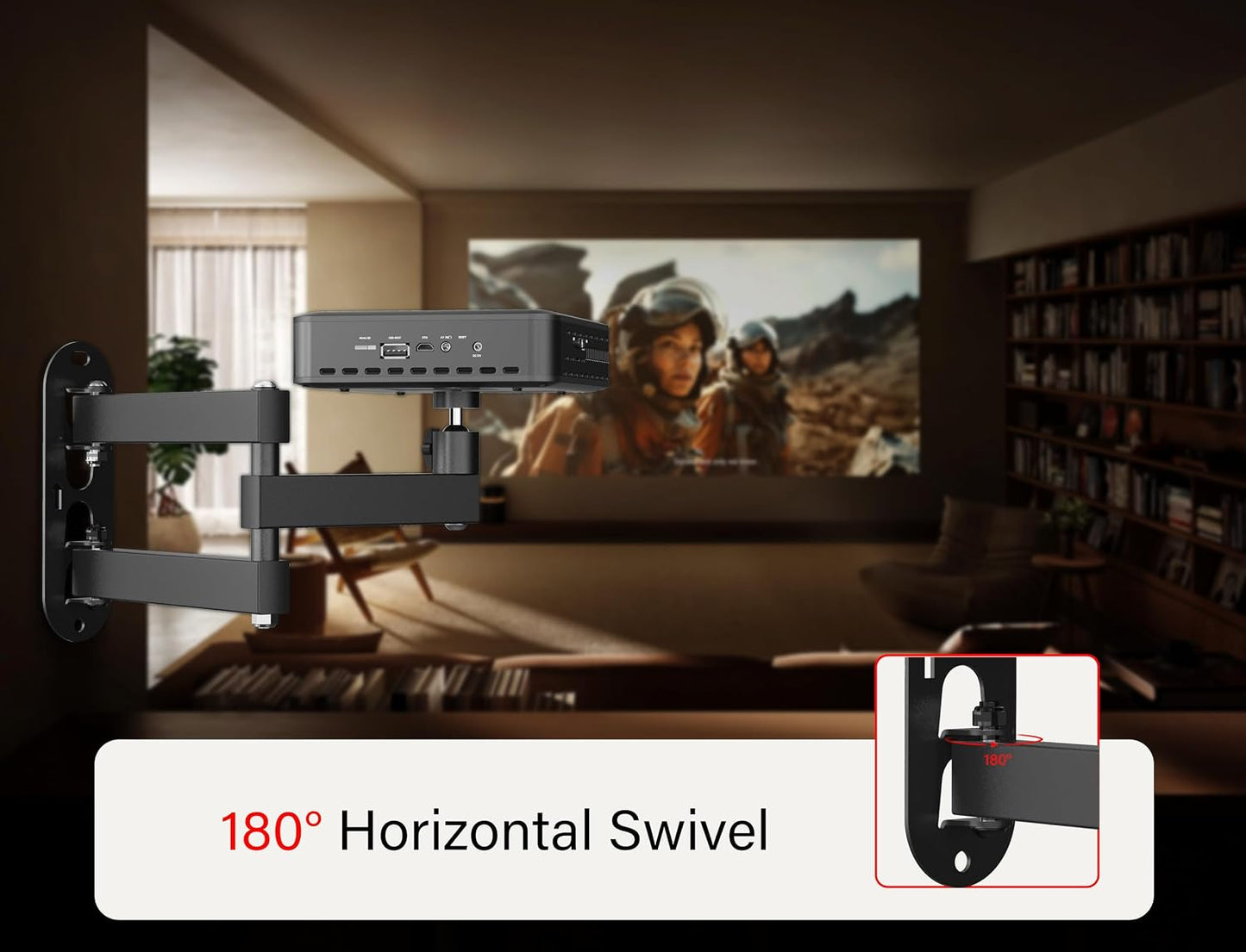 Bicrergo 360 1/4" 6.6lbs), Universal Projector Wall Mount - Rotation & Adjustable Tilt, Fits Screw Projectors, Cameras