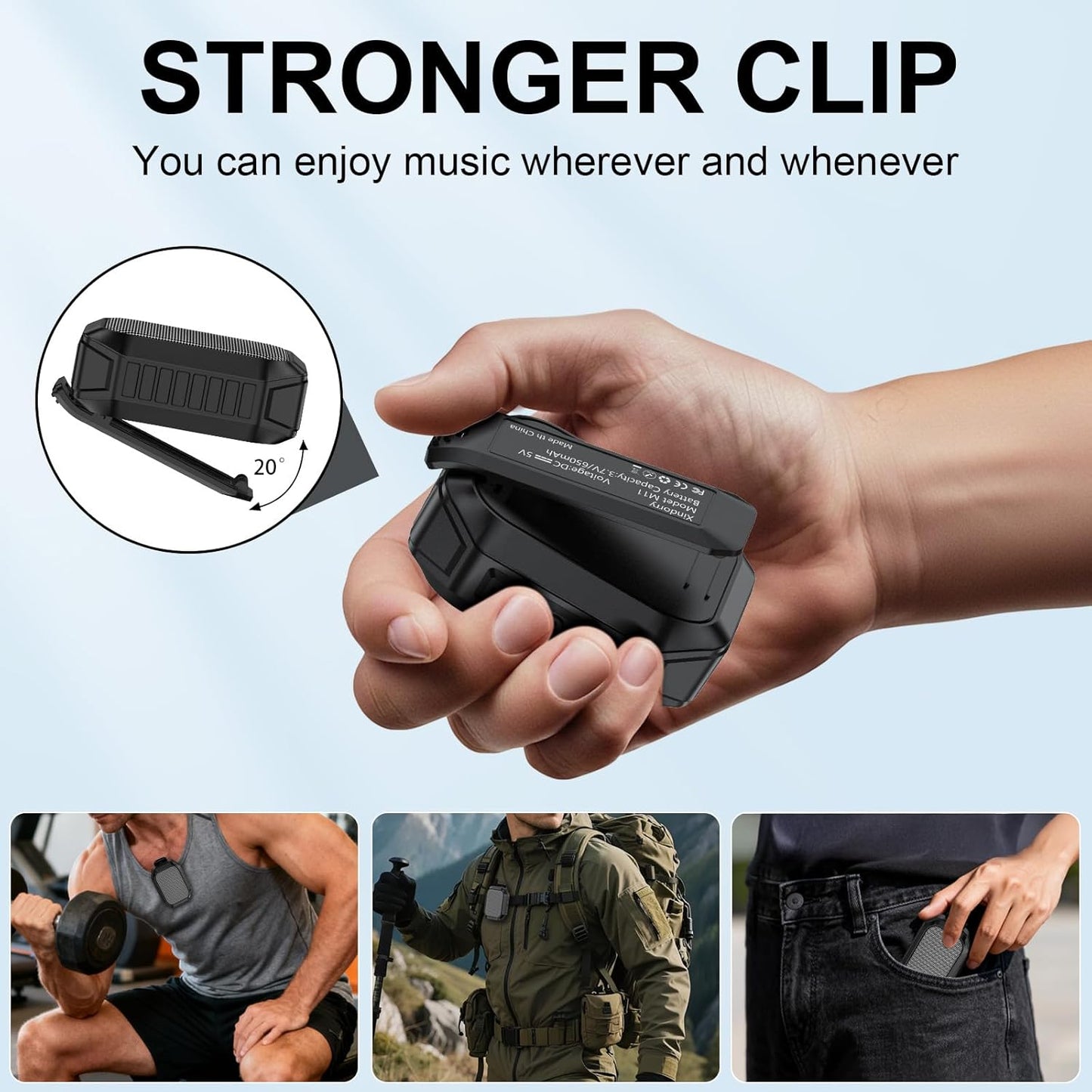 Xinborry Speaker,IPX7 6.0,TWS,Hands-Free Wearable Bluetooth Waterproof Outdoor Speakers,Clip-On Wireless Small Portable