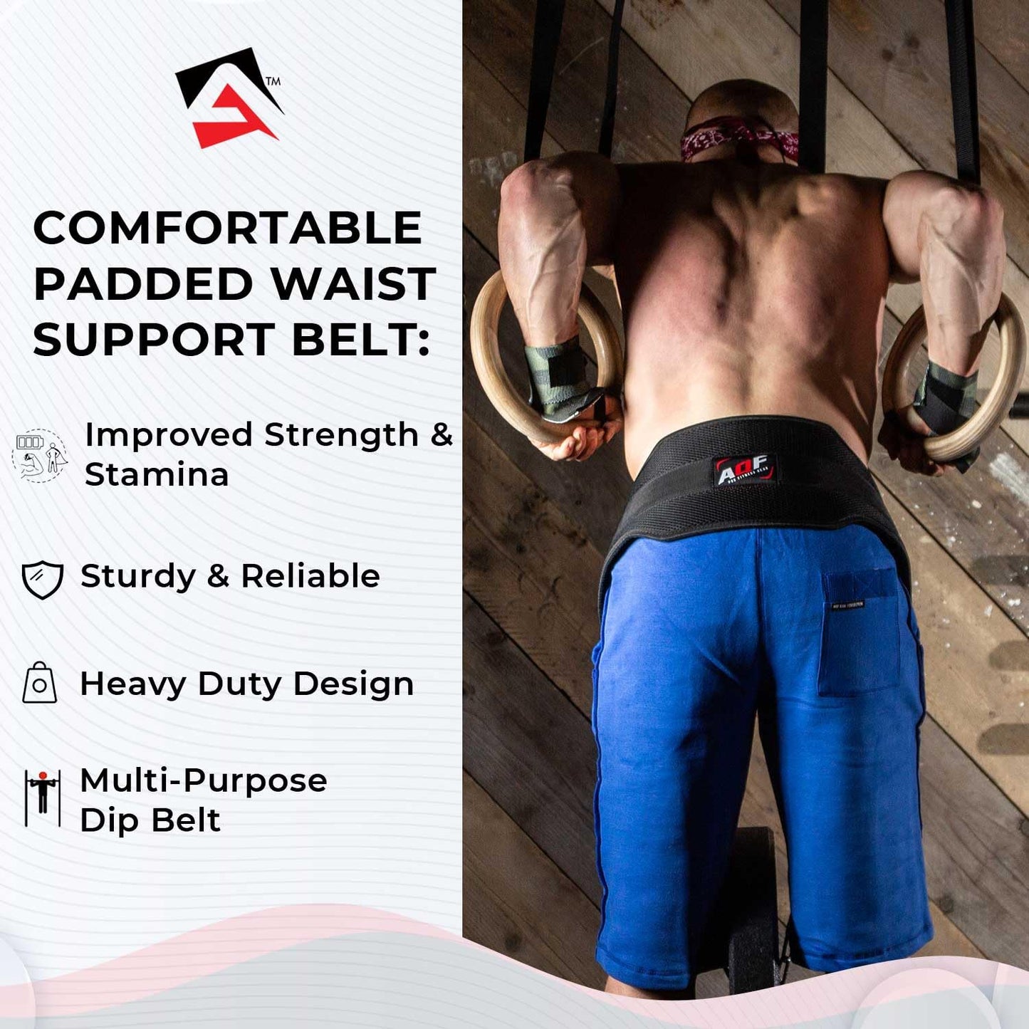AQF Dip Belt for Weightlifting - Weight Belt with 36" Heavy Duty Steel Chain - Neoprene Padded Back Support Gym Lifting Belt for Powerlifting, Bodybuilding, Squat, Fitness & Pull up Training