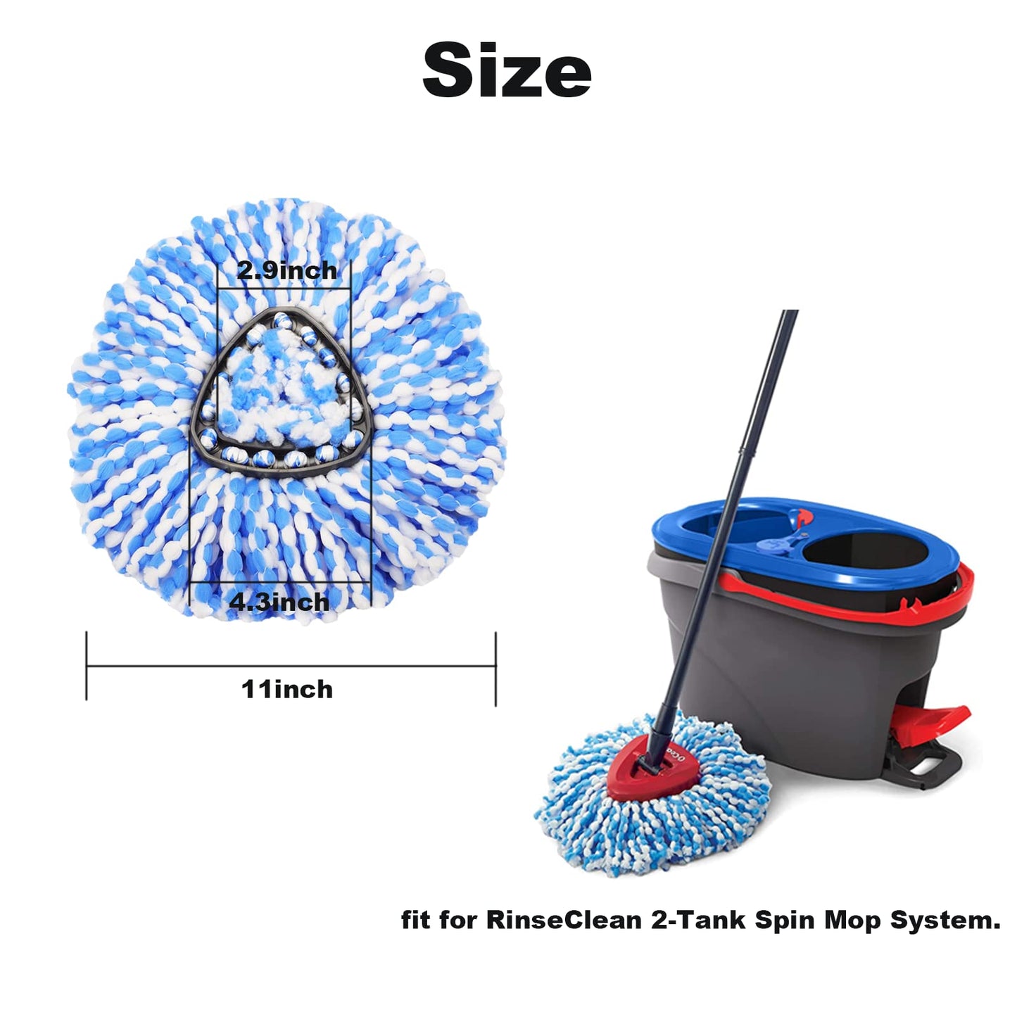 Spin Mop Replacement Head Compatible with O-Ceda 2-Tank Dual System RinseClean Microfiber Spin mop Refill for O Ceda Mop Replace Head (4 Pack)