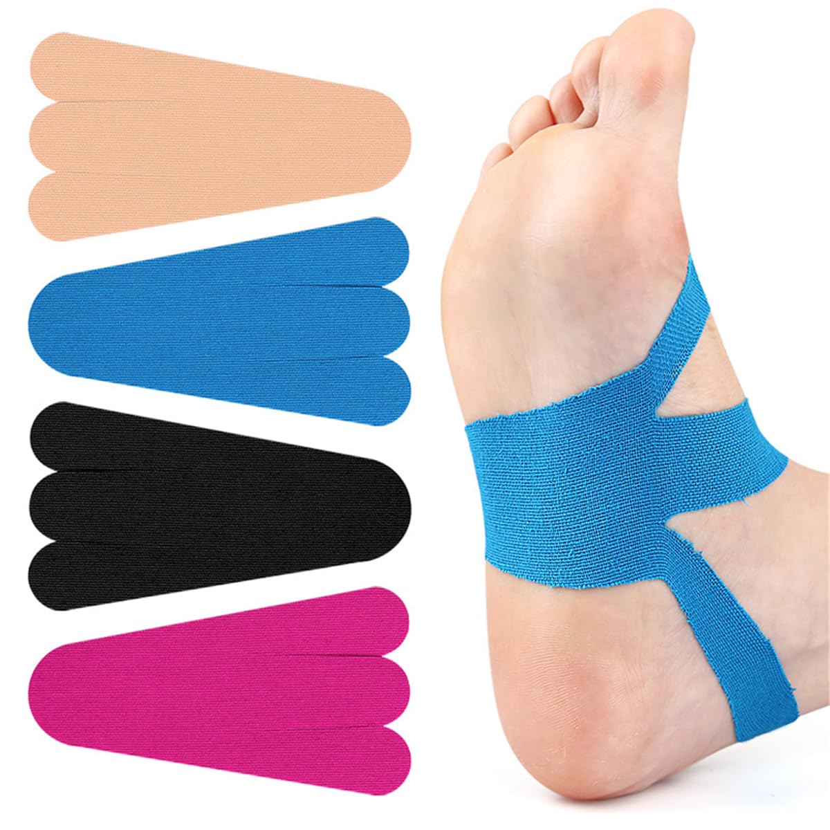 Precut Kinesiology Tape, Waterproof Breathable Foot Plantar Fasciitis Pain Relief Athletic Tapes, Hypoallergenic Elastic Sports Joints Muscle Tape for Feet Arch Heel Ankle Carpal Tunnel (20 PCS)