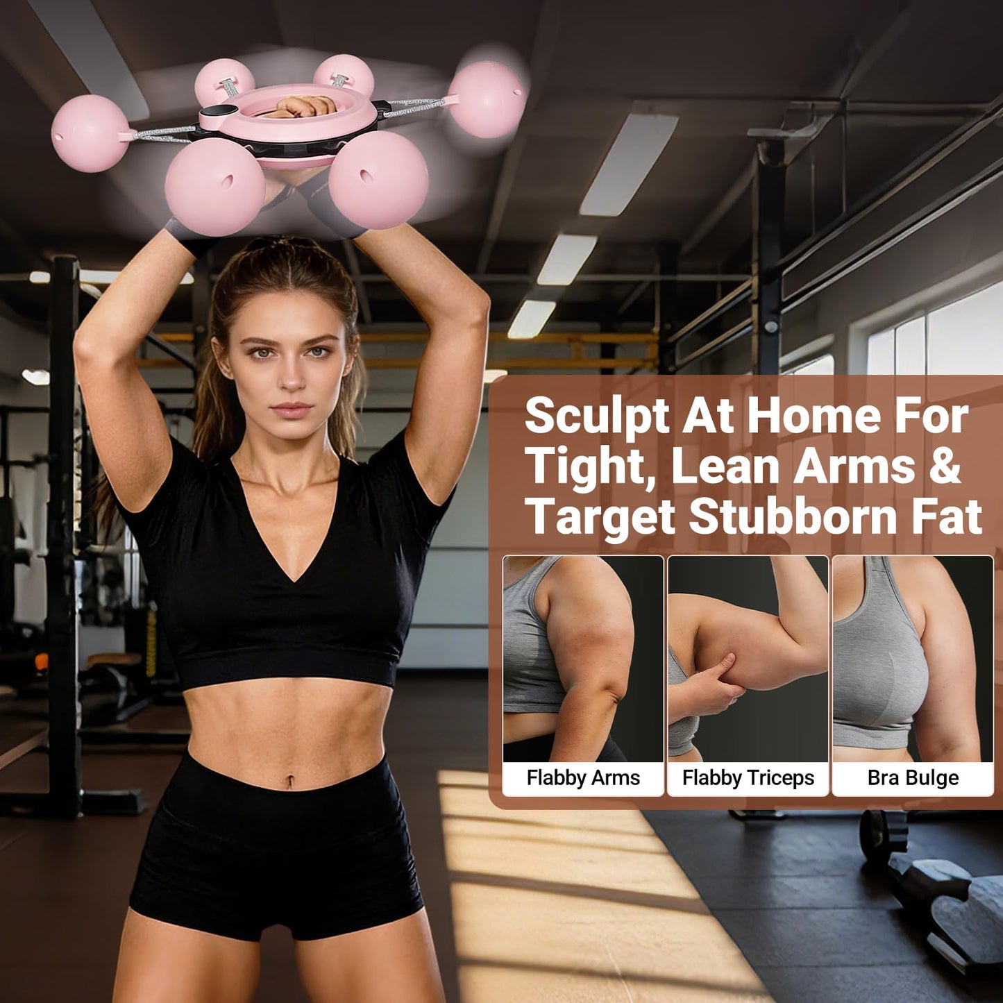 Arm Workout Equipment, 360° Shoulder Reliever Ball Swing, Upper Body Workout Equipment Rotating Cordless Battle Rope Arm Trainer for Forearm, Chest, Shoulder & Wrist Strength for Men & Women - Pink