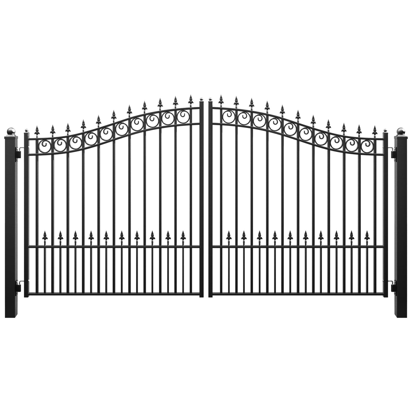 ZUMI Double-Swinging Driveway Gates, 12 x 6 feet, Heavy-Duty Driveway Fence Gates for Home Security, Weatherproof Iron Outdoor Security gate kit, Sydney Style