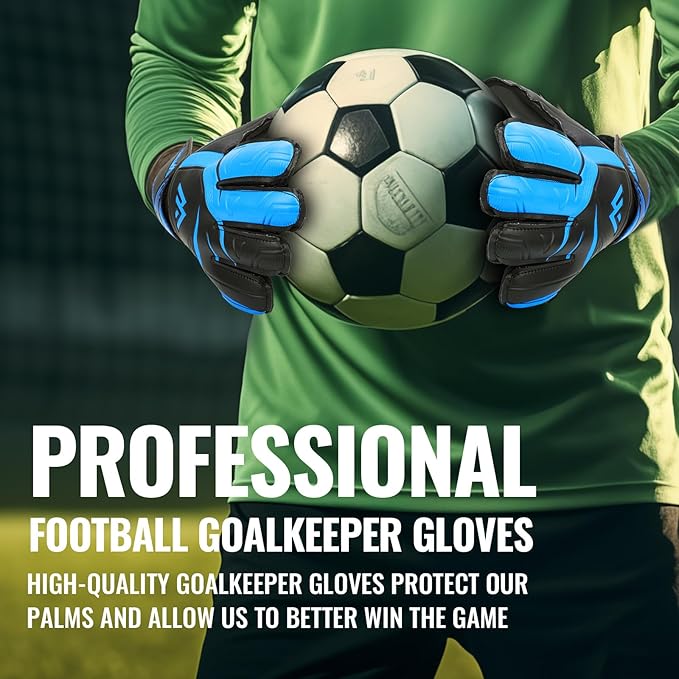 Malker Goalkeeper Gloves Soccer Goalie Gloves with Strong Grips Palms Anti-Slip Latex Breathable Football Gloves for Kids Youth Adult
