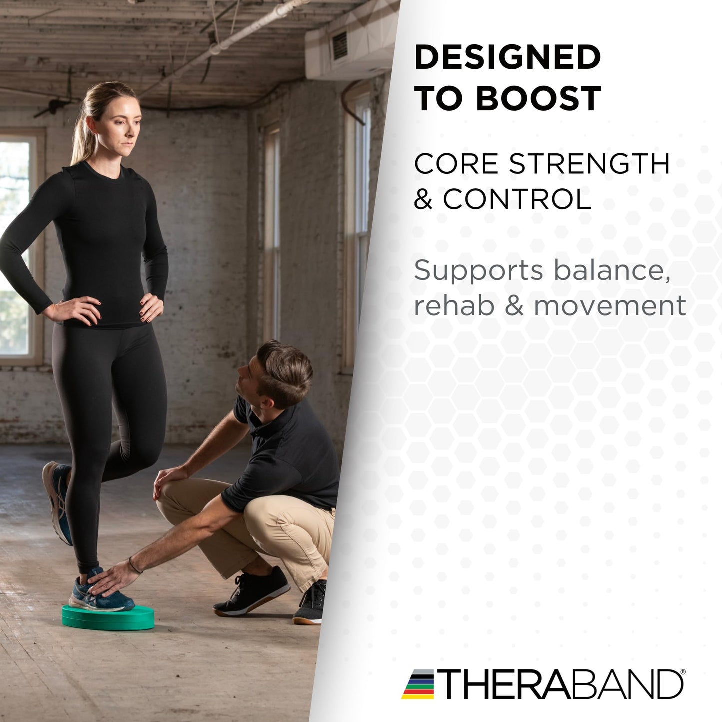 THERABAND Stability Trainer Pad, Beginner Level, Firm, Green Foam Balance Pad for Physical Therapy, Exercise Pad for Core Strength, Lightweight Non-Slip Balance Trainer, Portable Foam Pad for Home or Clinic Use