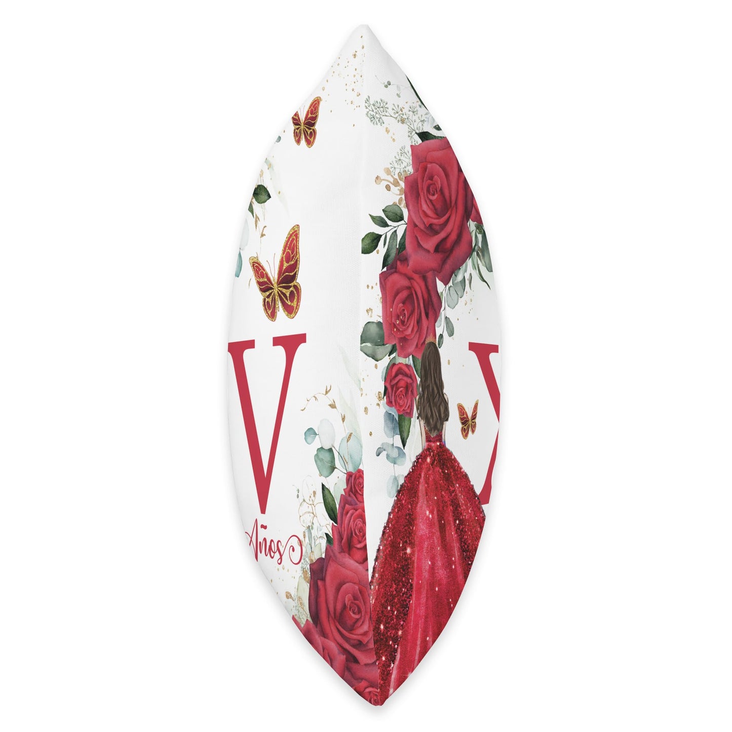 Red Roses Floral Quinceañera Mis XV Años Throw Pillow