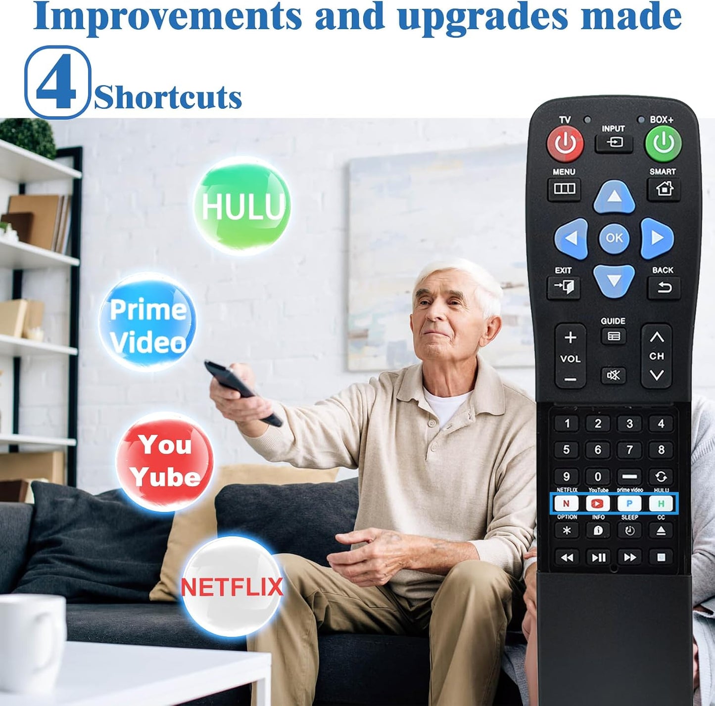 YunCChengFR Setup (2-Device Big Button TV Remote for Seniors & Elderly - Universal Remote with Large Buttons, Simple