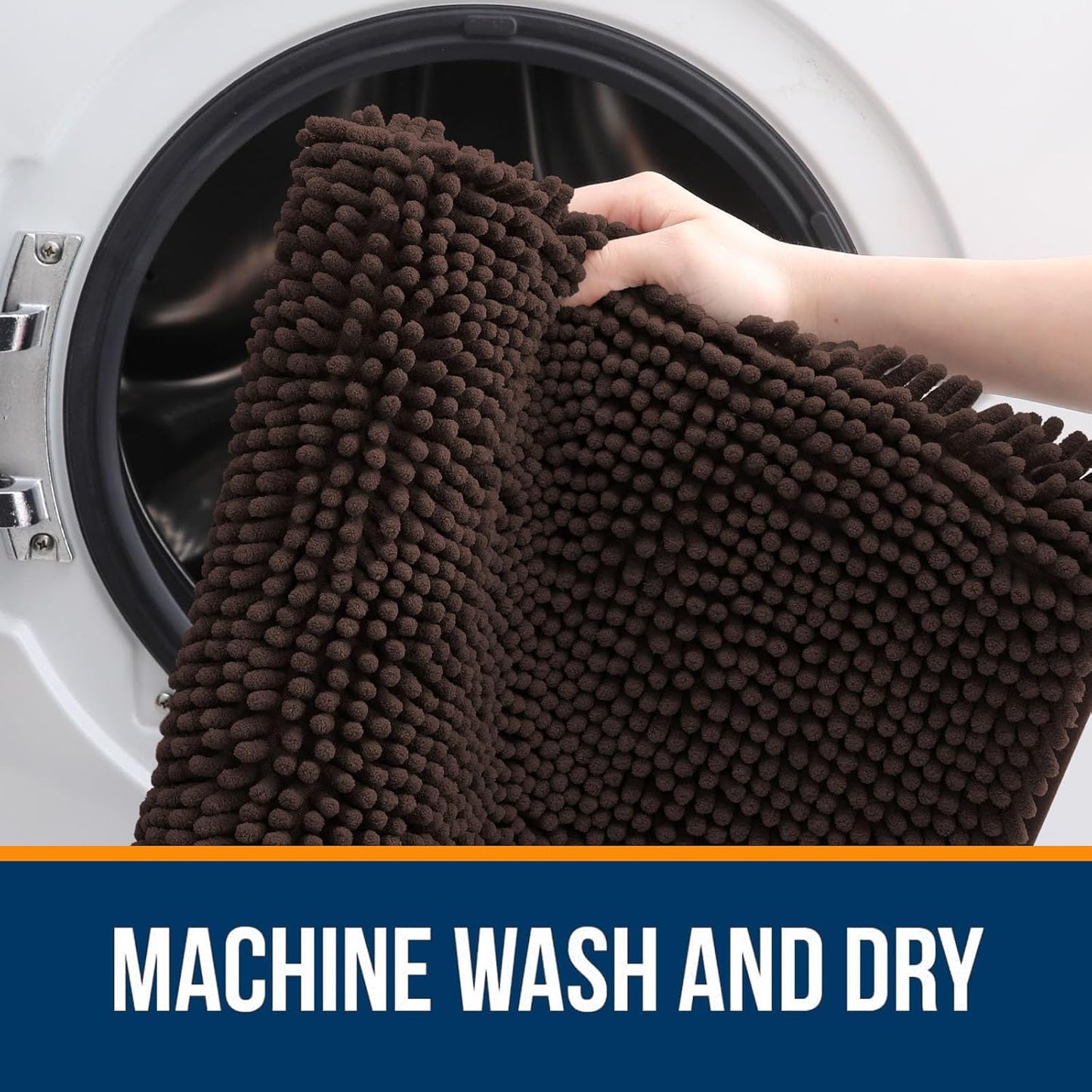 OLANLY Bathroom Rugs - Extra Soft Chenille Bath Mats | 47x24, Quick Dry, Machine Washable, Brown