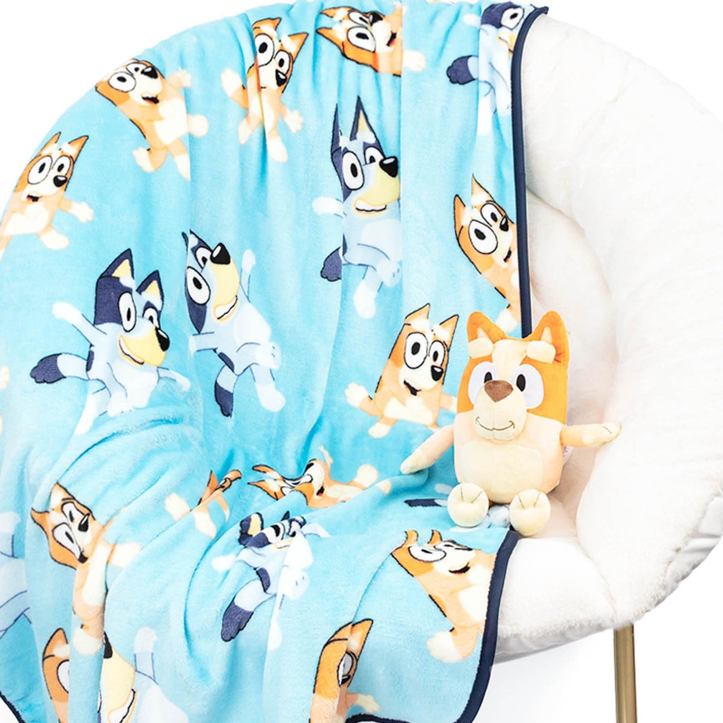 Jay Franco Kids Plush Mini Pillow Buddy & 40 x 50 Inch Travel Throw Set - Kids Super Soft 2 Piece Cuddle Blanket Set, Bingo
