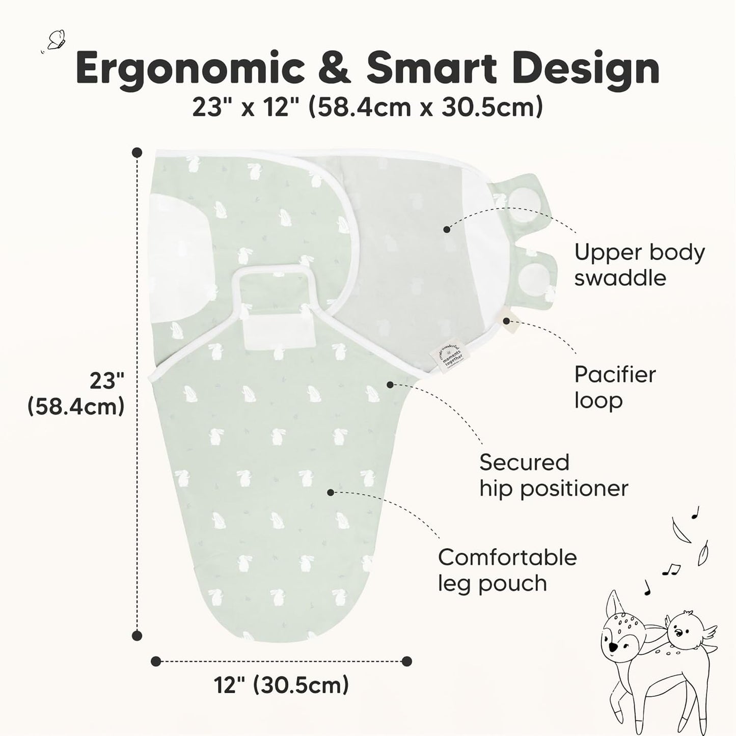 Skiennix Organic Baby Swaddle Sleep Sacks - Soft & Snug for Newborns 0-3 Months | 3-Pack Bunnies Design