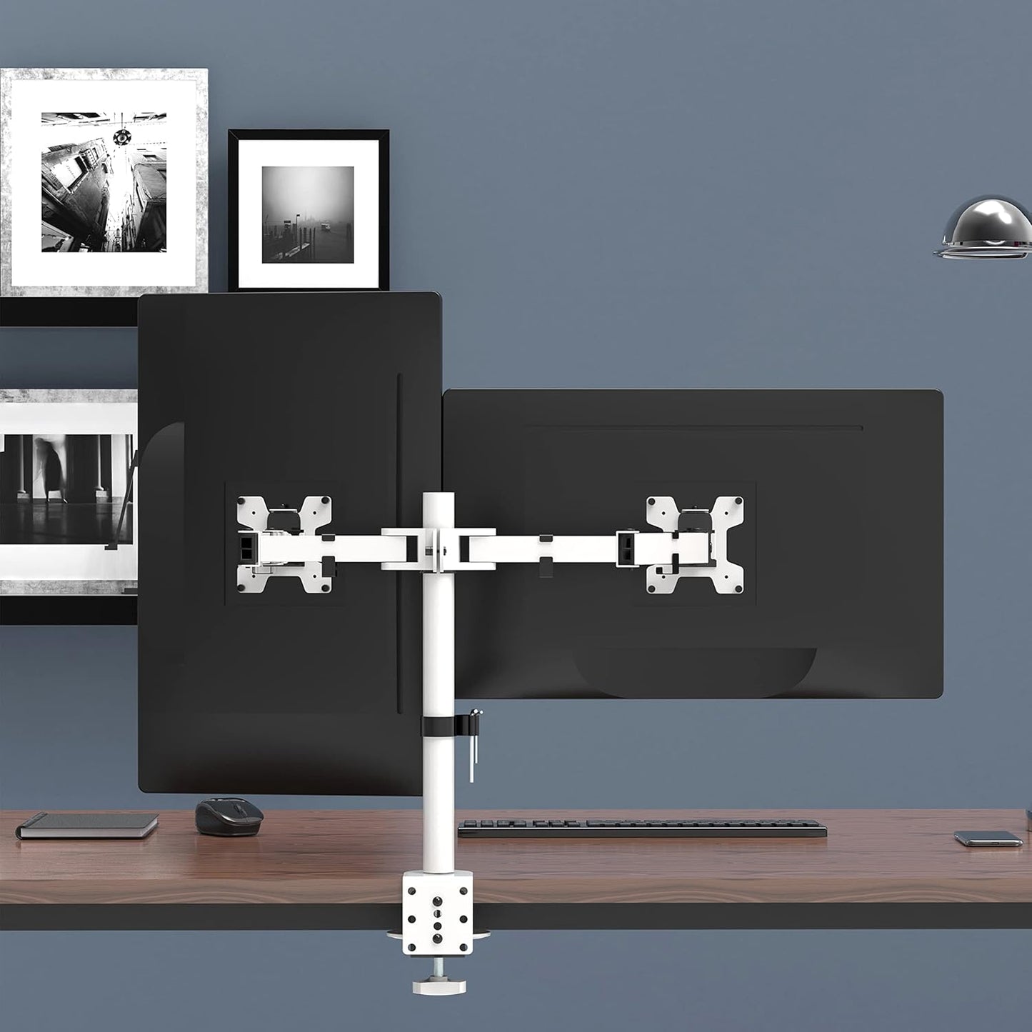 WALI 2 27 inch, 22 lbs. (M002-W), Mount Stand Fits Screens up to Weight Capacity per Arm White