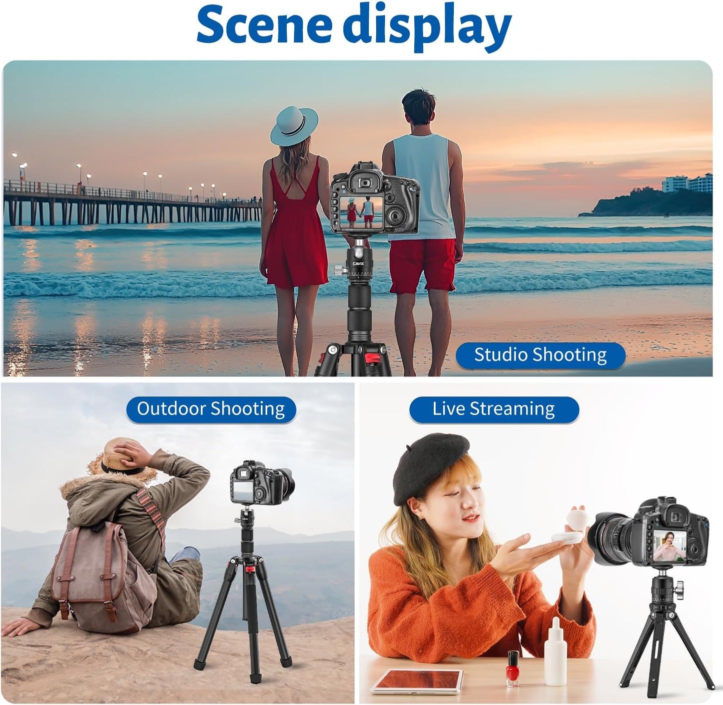 CAVIX 25mm 360 1/4" 11lb/5kg Small Ball Head Panoramic Tripod Head, Mini Ball Head with Quick Release Plate