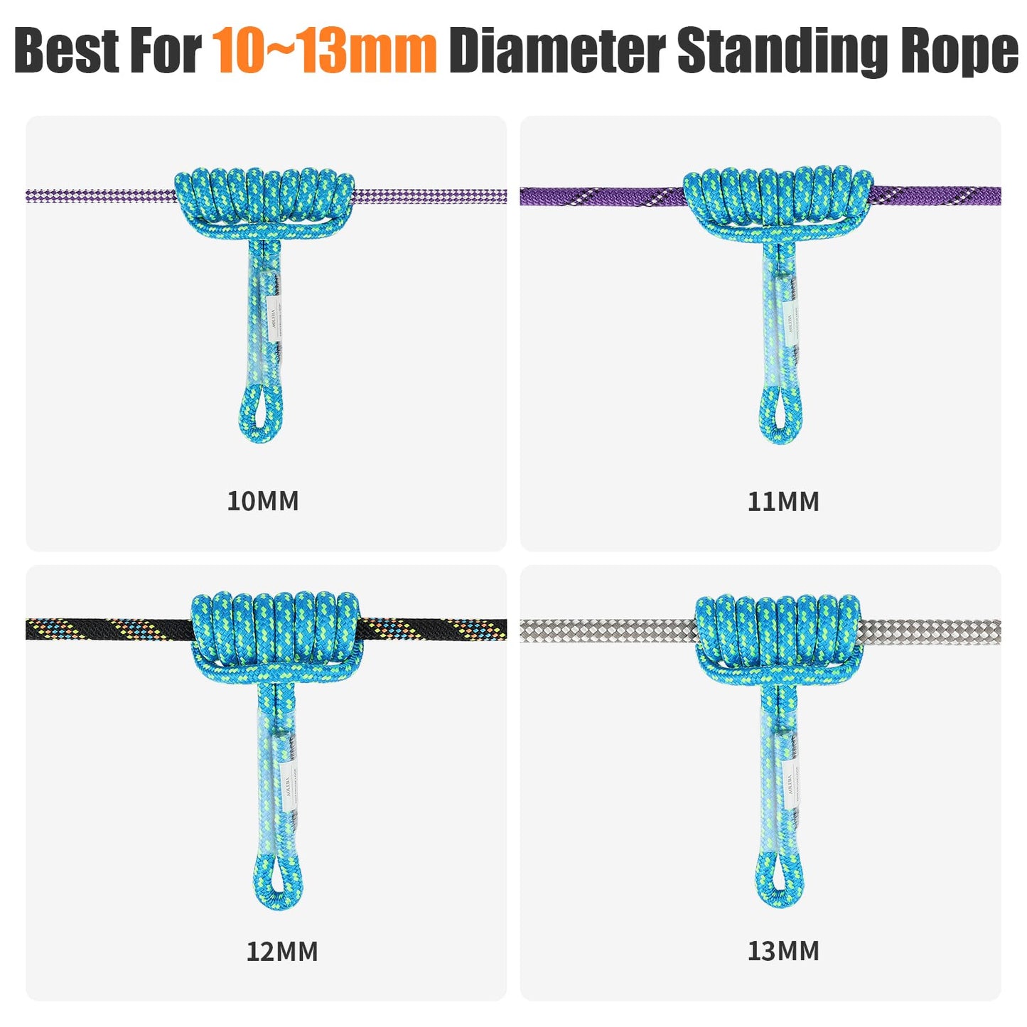 AOLEBA 8MM (5/16") Prusik Loop, Pre-Sewn Prusik Cord, Safety Sewn Prusik Rope for Climbing Arborist Rescue, Outdoor Climbing Aider Prusik Loops 22 Inches - Blue