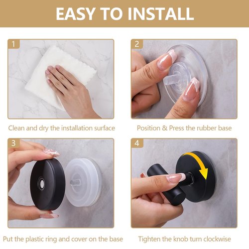 MNGD Towel Hooks Shower Suction Hook Towel Hanger for Bathroom Hanging Coat, Robe, Removable Wall Mounted Hook for Bedroom Kitchen Hotel Pool Matte Black(2-Pack)