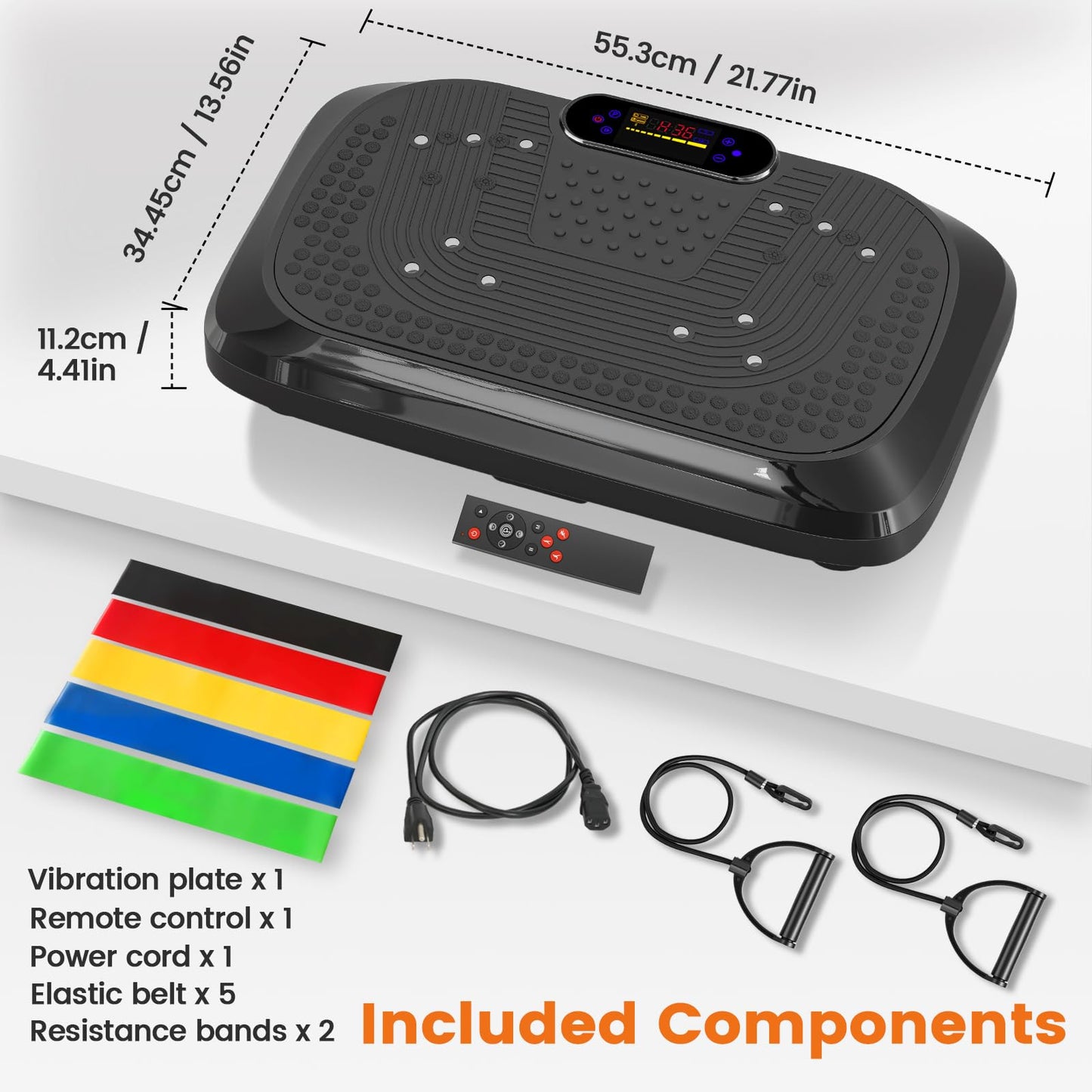 ALSO GO Large Vibration Plate Exercise Machine, 200 Speeds & 10 Models, 500LB Capacity, LED Display, Bluetooth Audio, Shake Plate with Loop Bands for Full Body Fitness, Lymphatic Drainage, Pain Relief