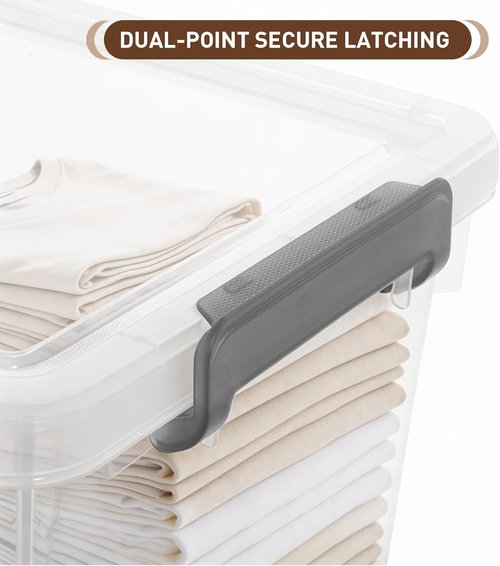 Citylife 33 QT Plastic Storage Bins - 6 Packs with Lids & Secure Latching Buckles | Clear Stackable Containers