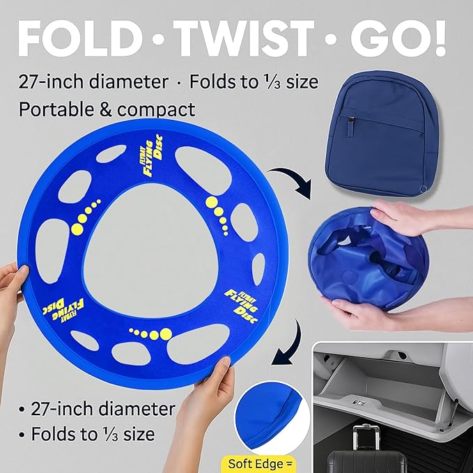 Giant Flying Disc Soft, Foldable & Floats in Air - Encourage Outdoor Play & Family Fun - Great for Kids, Parent-Child Interaction, and School Activities (27 Inch)