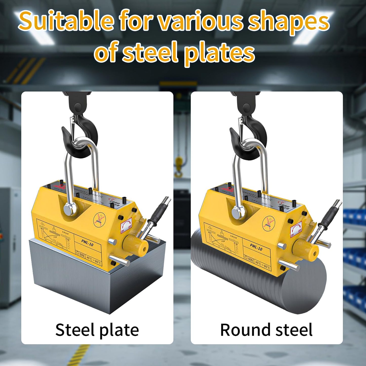 660 lb/300kg Magnetic Lifter, Permanent Magnetic Lifter with Release, for Lifting Plate Steel, Board, Used in Shop Crane, Hoist, Board
