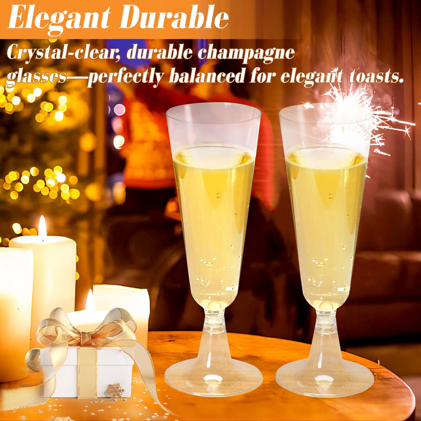 Plastic Champagne Flutes 40 Pack, 5.5 Oz Clear Disposable Plastic Champagne Glasses, Wine Glasses Cups for Wedding Celebration Birthday Party Valentines Wine Tasting New Years Eve Party Supplies