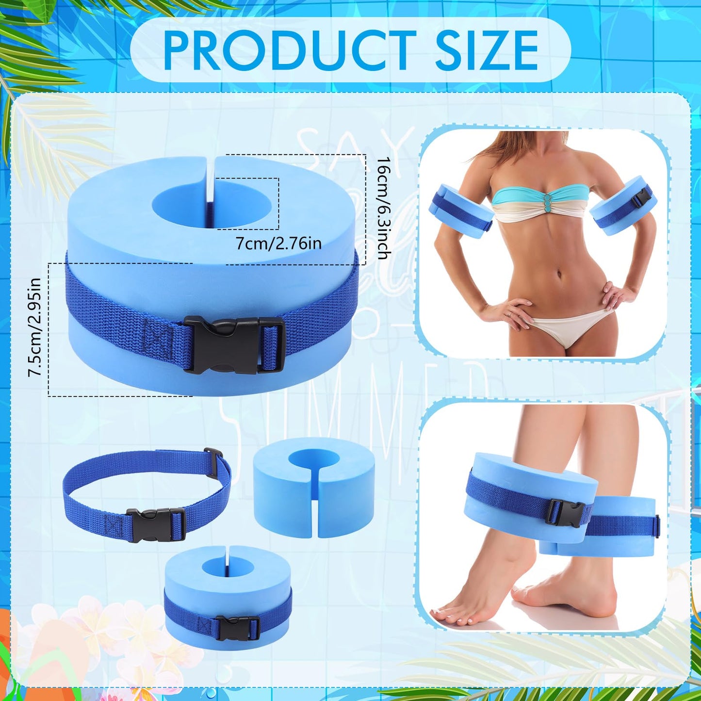 WinnerWhy Water Aerobics Set for Aquatic Exercise 1 Pair Swimming Glove 2 Pcs Foam Swim Aquatic Cuffs Water Weights Pool Resistance Fitness Equipment for Swimming Training Workouts(Blue)
