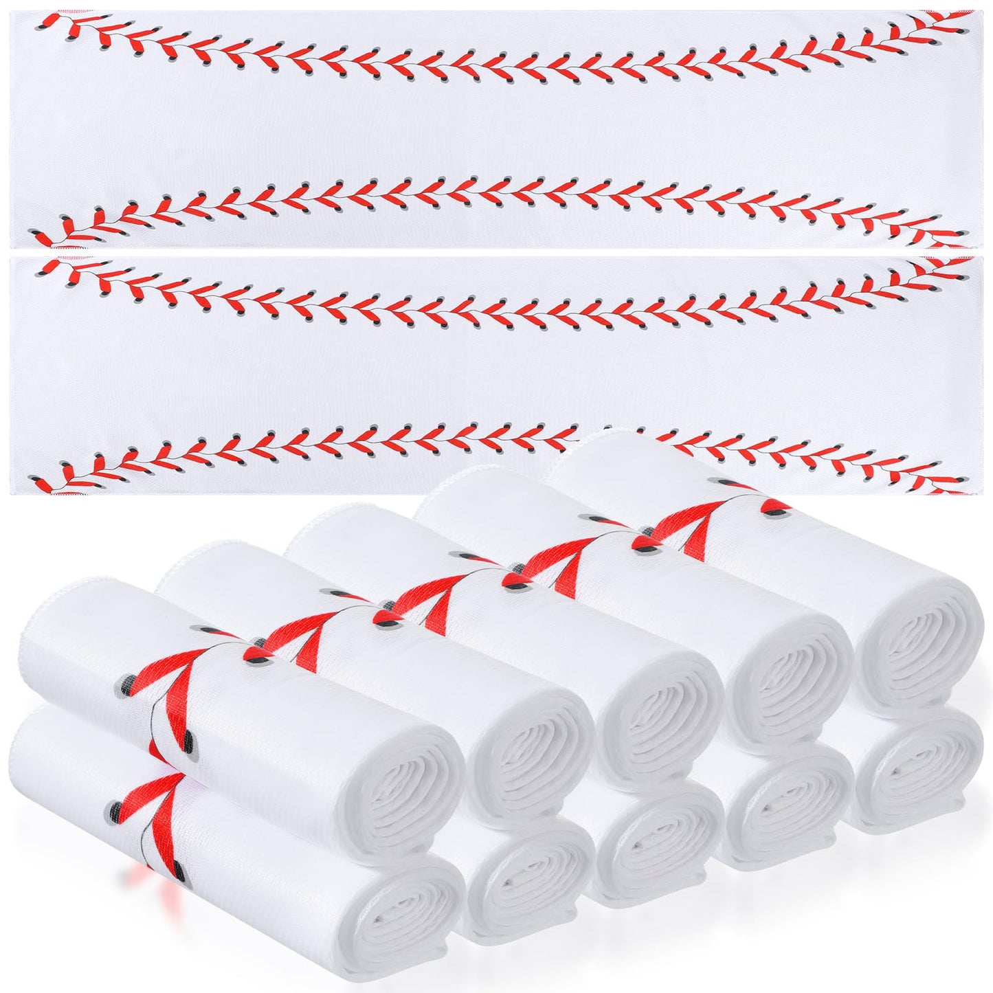 CraftyDream 12 Pcs Cooling Towel Baseball Football Basketball Breathable Chilly Softball Soccer Ice Towel, 40"x12" Tennis Microfiber Accessories for Player(White,Baseball)