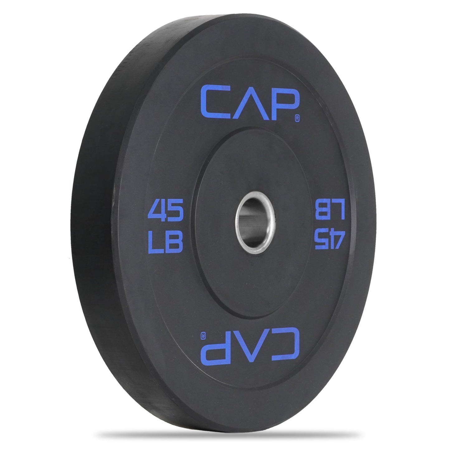 CAP Barbell Economy Olympic Bumper Plate with Blue Logo, Black, 45 lb Single