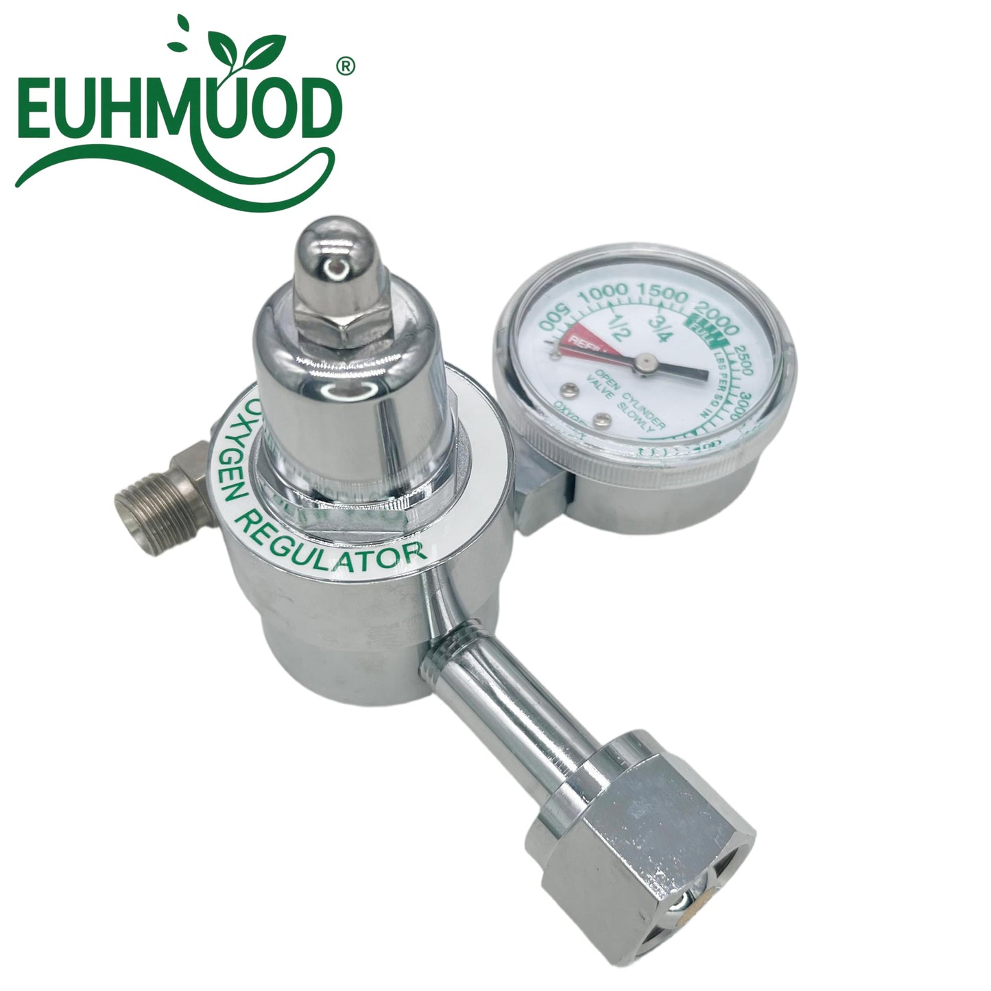 EUHMUOD M1-540-P M1 Series Preset Pressure Gauge Regulator, 3000 PSI, CGA540 Nut/Nipple, Compatible with High Flow for Oxygen Tanks, Welding, Medical and Industrial Use