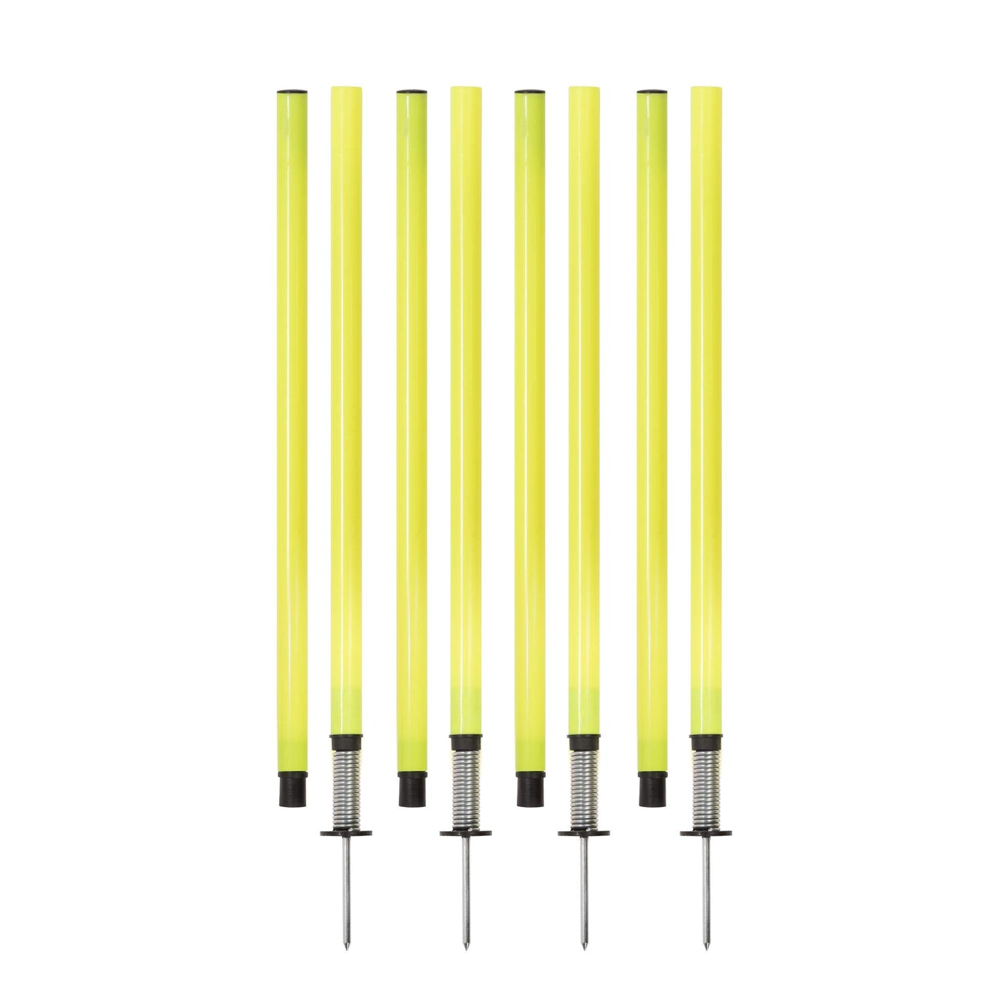Champion Sports Outdoor Sports Agility Pole Set, 4 Rubber Bases with 12 PVC Poles, 66 Inches, Yellow