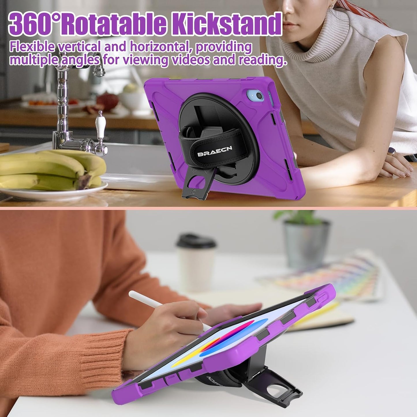 BRAECNstock (A16) 11th/10th 11"/10.9'' 2025/2022, 360 for Apple iPad Generation Shockproof Protective Case with Screen