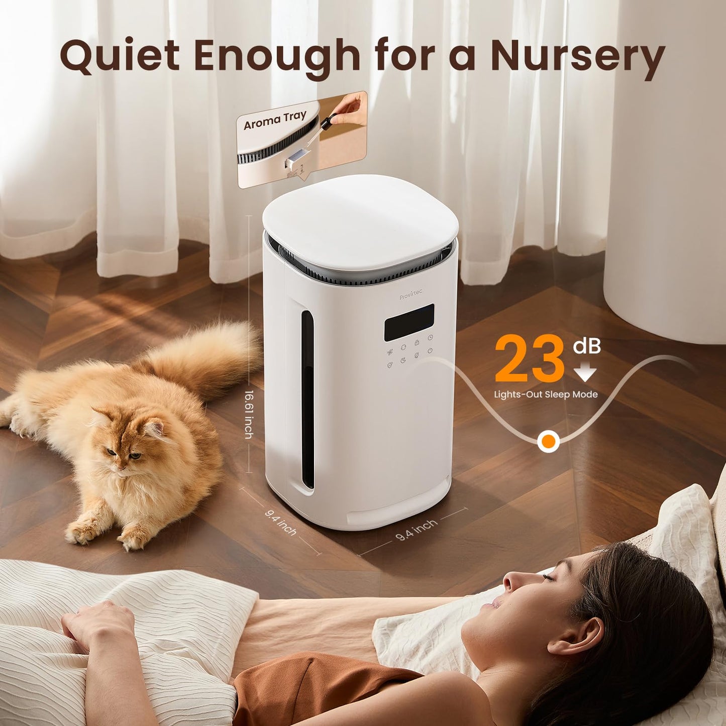 Provirtec Pawtent Pro Pet Air Purifier, 2-Year Filter Life, 99.23% Pet Odor & 99.97% Allergies & 99.70% Pet Hair Reduction, H13 True HEPA, Large Room up to 2500 ft², Auto Mode for Cats Dogs Home