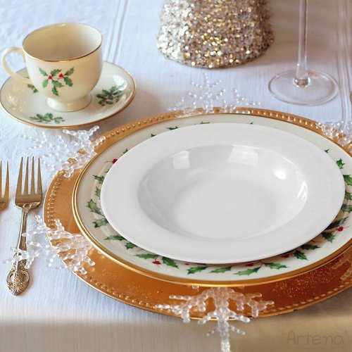 Artena Pasta Bowls Set of 4 - Elegant White Porcelain Bowls | Wide Rim Design, Microwave & Dishwasher Safe
