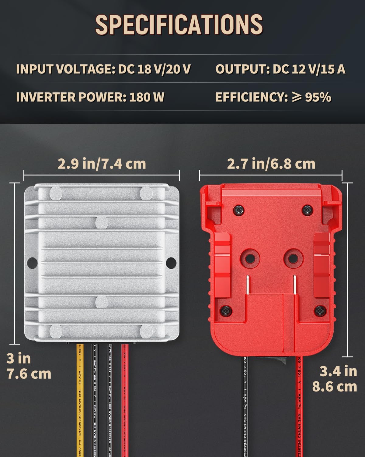 Vibit 18 12 M18 180 V to V Step-Down Converter for Milwaukee Battery, DC Power Adapter, Voltage Reducer Transformer W