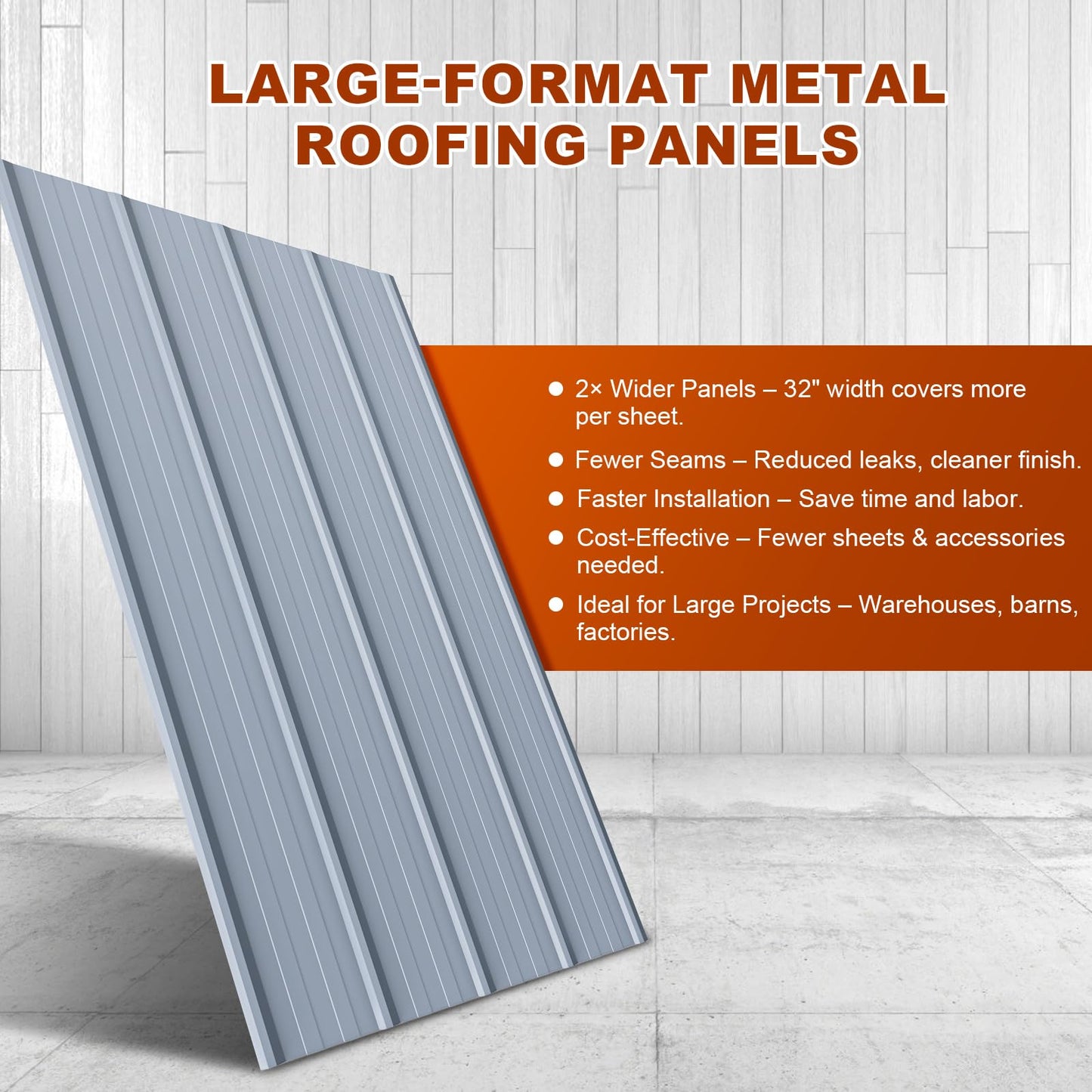 14 Pack Large Metal Roofing Panels, 72" x 36" Each, 252 Sq. Ft. Coverage, Corrugated Galvanized Roofing Panels for Residential Commercial Roofing, Fencing, Wall Siding (Silver)